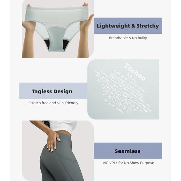 Period Underwear For Women Seamless Bikini Regular Absorbency Leakproof 4pcs-2XL - Picture 15 of 16